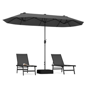 4 M Double-sided Patio Umbrella, Extra Large Twin Table Umbrella w/Crank Handle