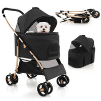 3-In-1 Pet Stroller with Removable Car Seat Carrier, Foldable Dog Cat Stroller