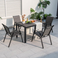 5 Piece Patio Rattan Dining Set, Outdoor Table & Chairs Set for 4