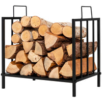 Firewood Log Rack, for Indoor Outdoor Steel Log Holder w/50 kg Load Capacity