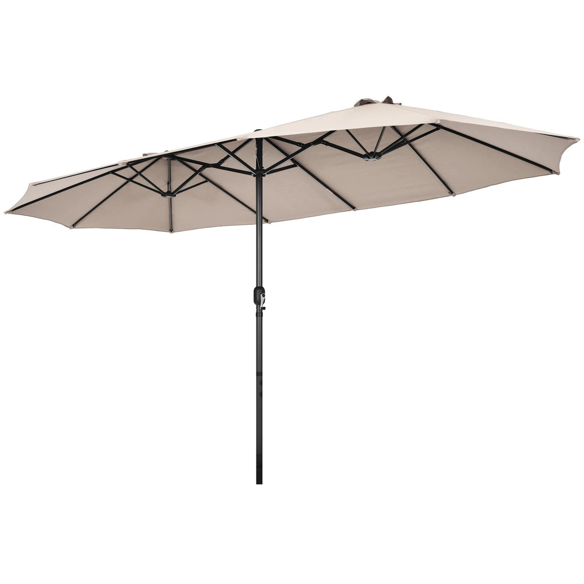 4.7 M Double-Sided Patio Umbrella, Outdoor Extra Large Umbrella W/Hand-Crank System & Air Vents