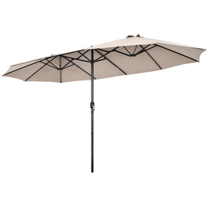 4.7 M Double-Sided Patio Umbrella, Outdoor Extra Large Umbrella W/Hand-Crank System & Air Vents