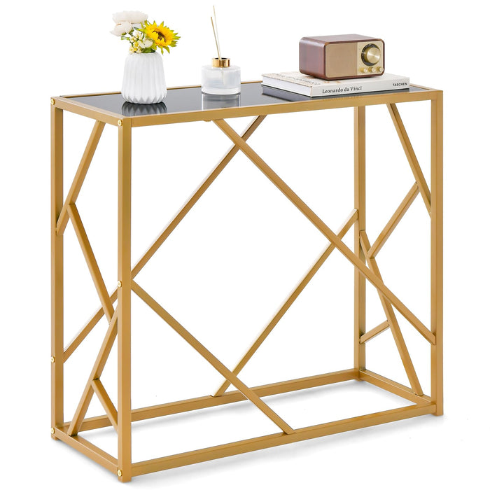 Giantex 80cm Tempered Glasstop Entryway Table, Console Table