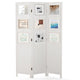 Room Divider, 3 Panel Folding Privacy Screen with 9 Swivel Paulownia Wood Photo Frames