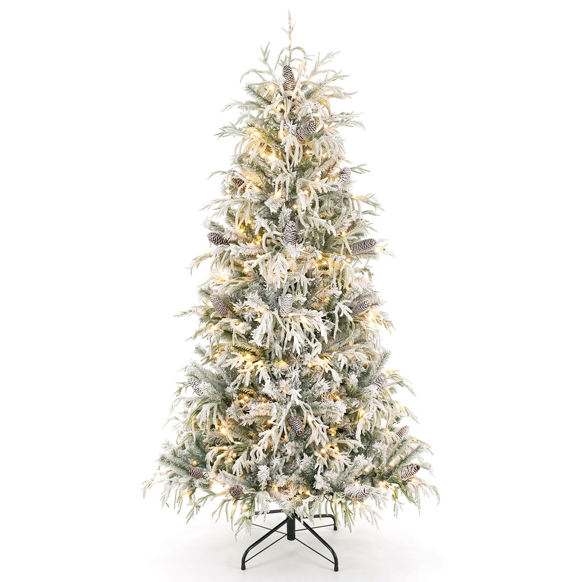 150/180cm Flocked Christmas Tree, Pre-Lit, Hinged