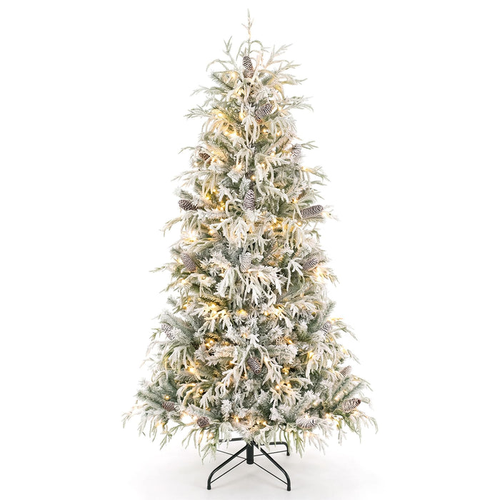 150/180cm Flocked Christmas Tree, Pre-Lit, Hinged