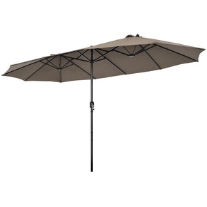 4.7 M Double-Sided Patio Umbrella, Outdoor Extra Large Umbrella W/Hand-Crank System & Air Vents