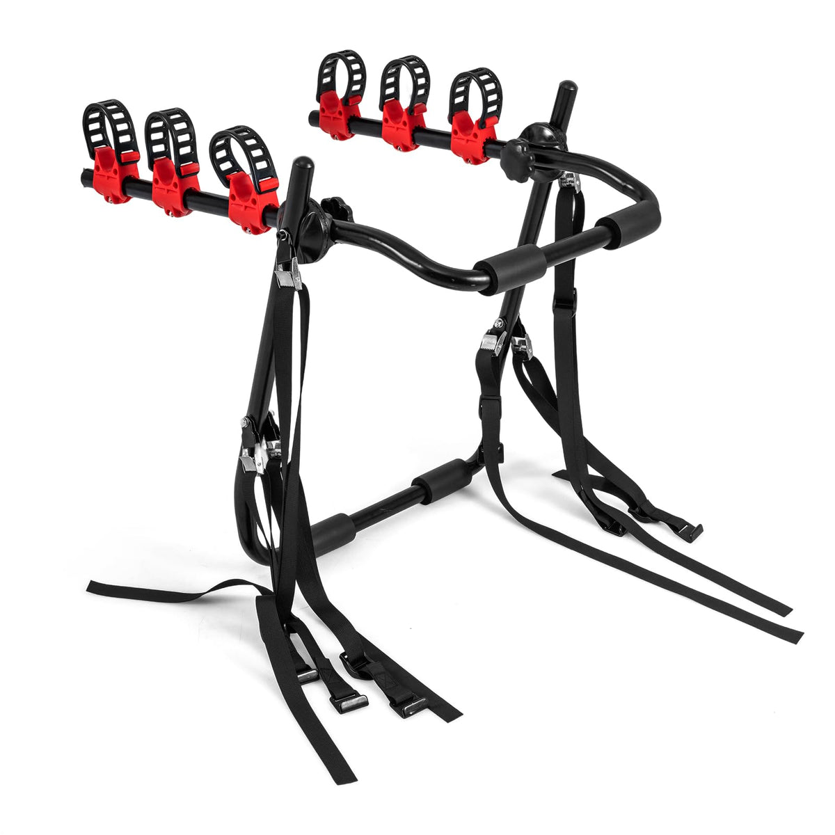 3-Bike Trunk Mount Bike Rack, Foldable Carbon Steel Bicycle Carrier for Hatchback