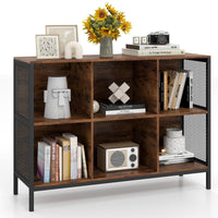 6 Cube Bookcase 110cm Wide Horizontal Bookshelf with Heavy-Duty Metal Frame
