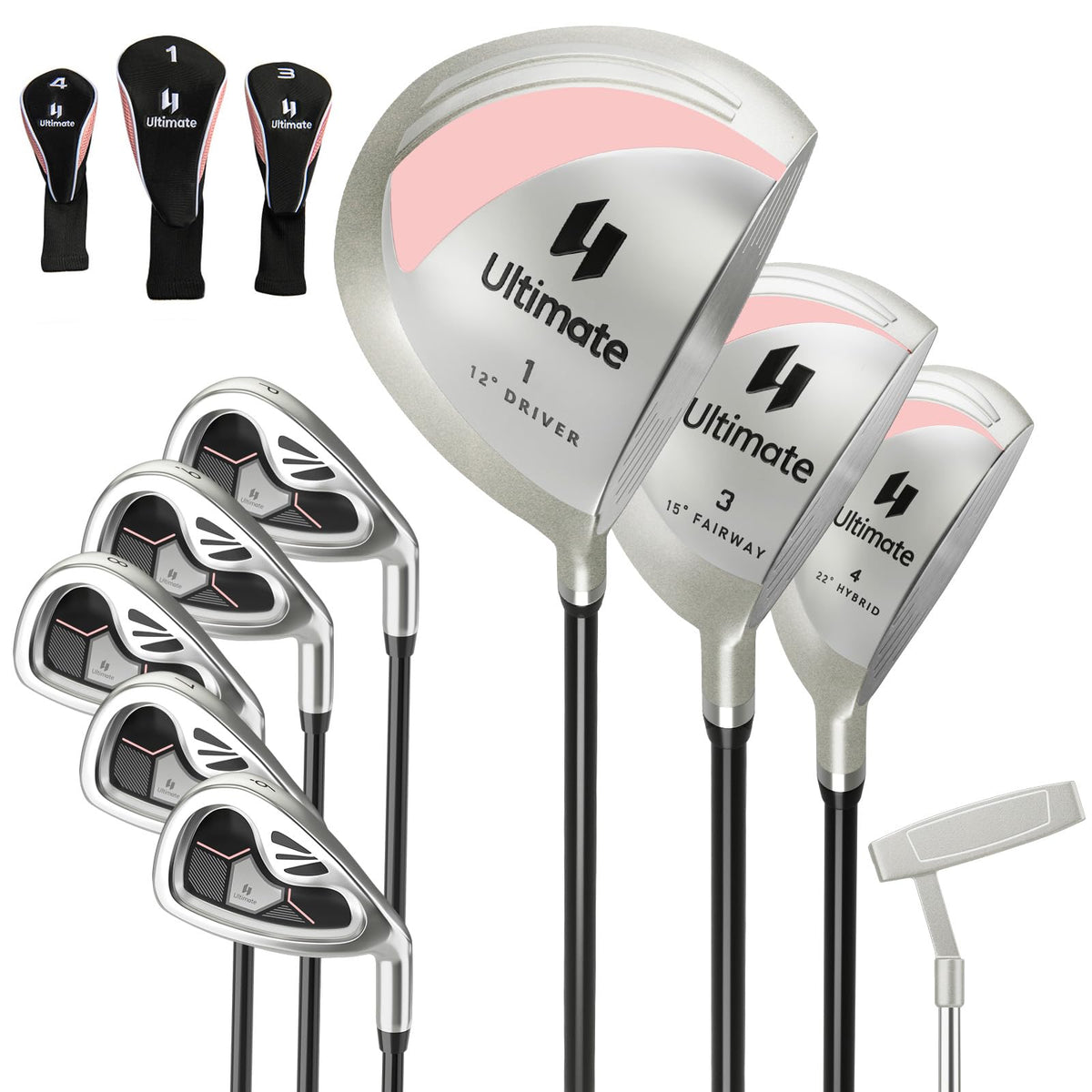 Men/Women's Complete Golf Club Set 9 Pieces, Includes 460cc Alloy Driver