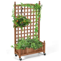 Giantex 127 cm Mobile Plant Raised Bed, Solid Wood Planter Bed