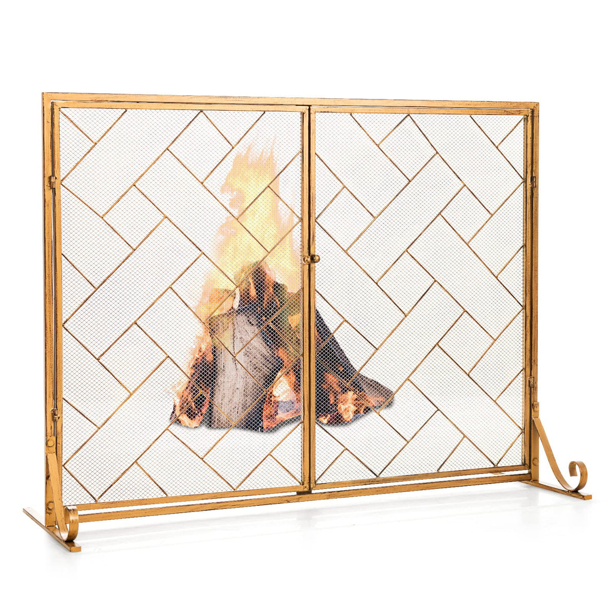 Giantex 113cm x 85cm Double-Door Fireplace Screen