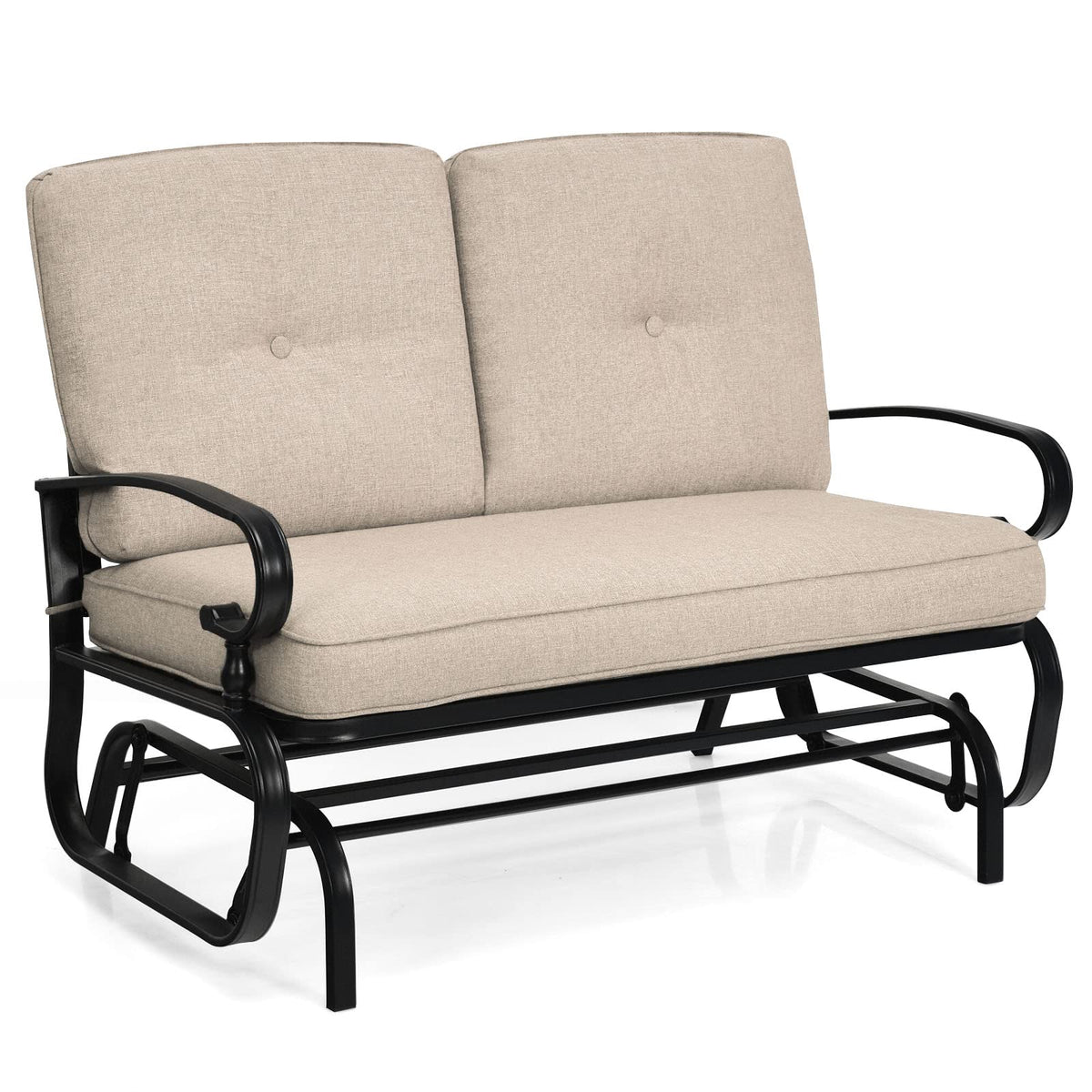 2 Seats Swing Glider Chair with Cushions for Outdoor