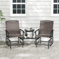 2-Seater Outdoor Glider Bench with 2-Tier Center Table