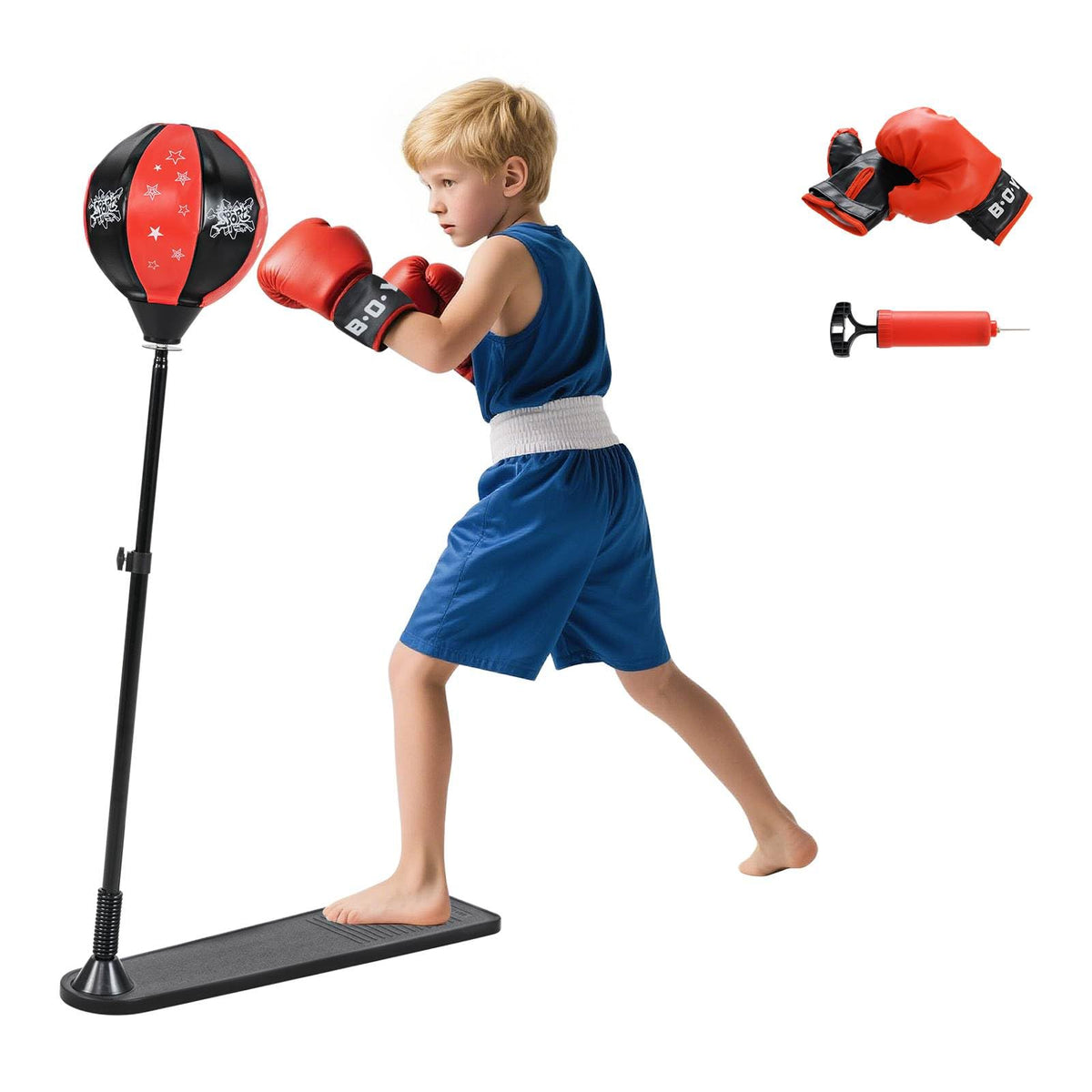 Inflatable Boxing Ball with Boxing Gloves & Air Pump for Kid