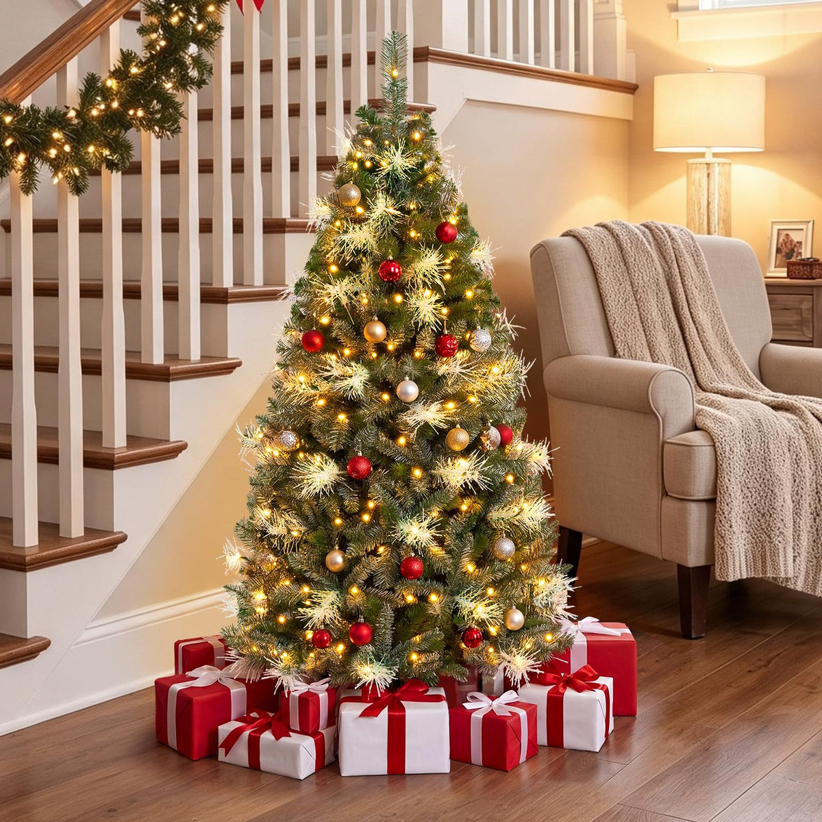 152/183 cm Pre-Lit Artificial Christmas Tree w/ 190/270 LED Lights