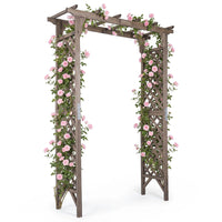 Flat Top Garden Arch Trellis 216cm Tall Wood Garden Archway Gate for Climbing Plants