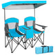 Double Folding Canopy Chair, Outdoor 2-Person Camping Seat with Adjustable Sun Shade