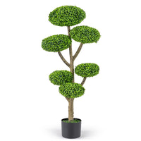 45" Artificial Sesame Leaf Topiary Tree, Indoor Outdoor 6 Balls Fake Plants