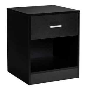 Giantex Modern Nightstand w/Storage, 2-Tier Wooden Bedside Table w/Storage Drawer & Cabinet