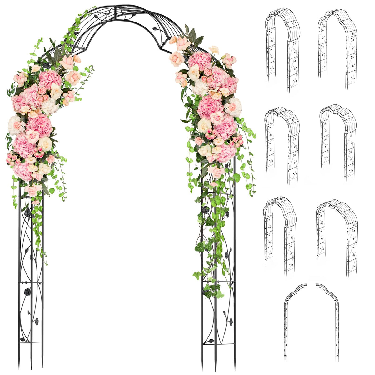 Giantex - 2 Half Garden Arch Trellis, 8.2ft Metal Garden Gazebo