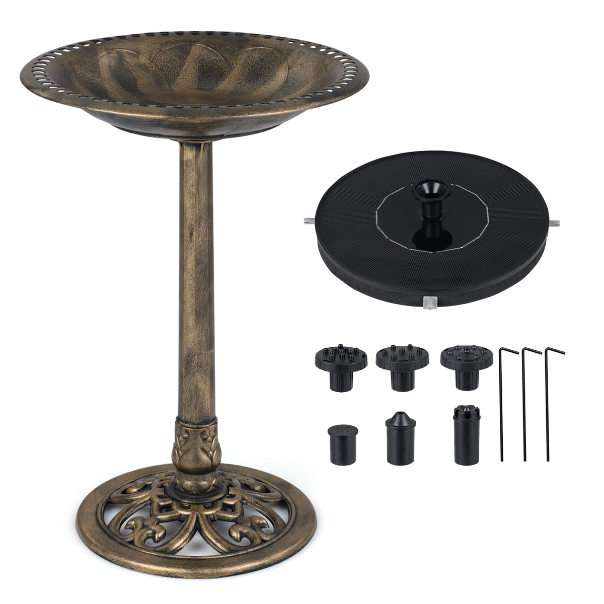 71cm Bird Bath with Solar Powered Fountain, Outdoor Pedestal Birdbath