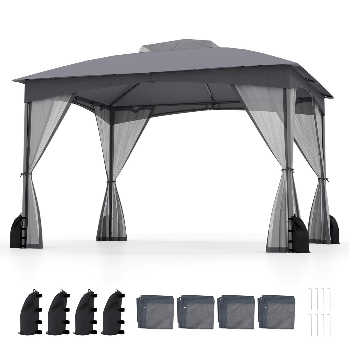 10 X 12 FT Patio Gazebo with Netting Walls