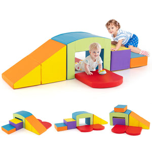 6 Pieces Foam Climbing Blocks with Tunnel Stairs and Ramp for 12 Months+