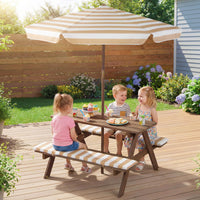 Kids Picnic Table with Bench, Fir Wood Toddler Outdoor Table Set