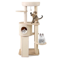 143 CM Tall Cat Tree with Sisal Scratching Posts and Condo