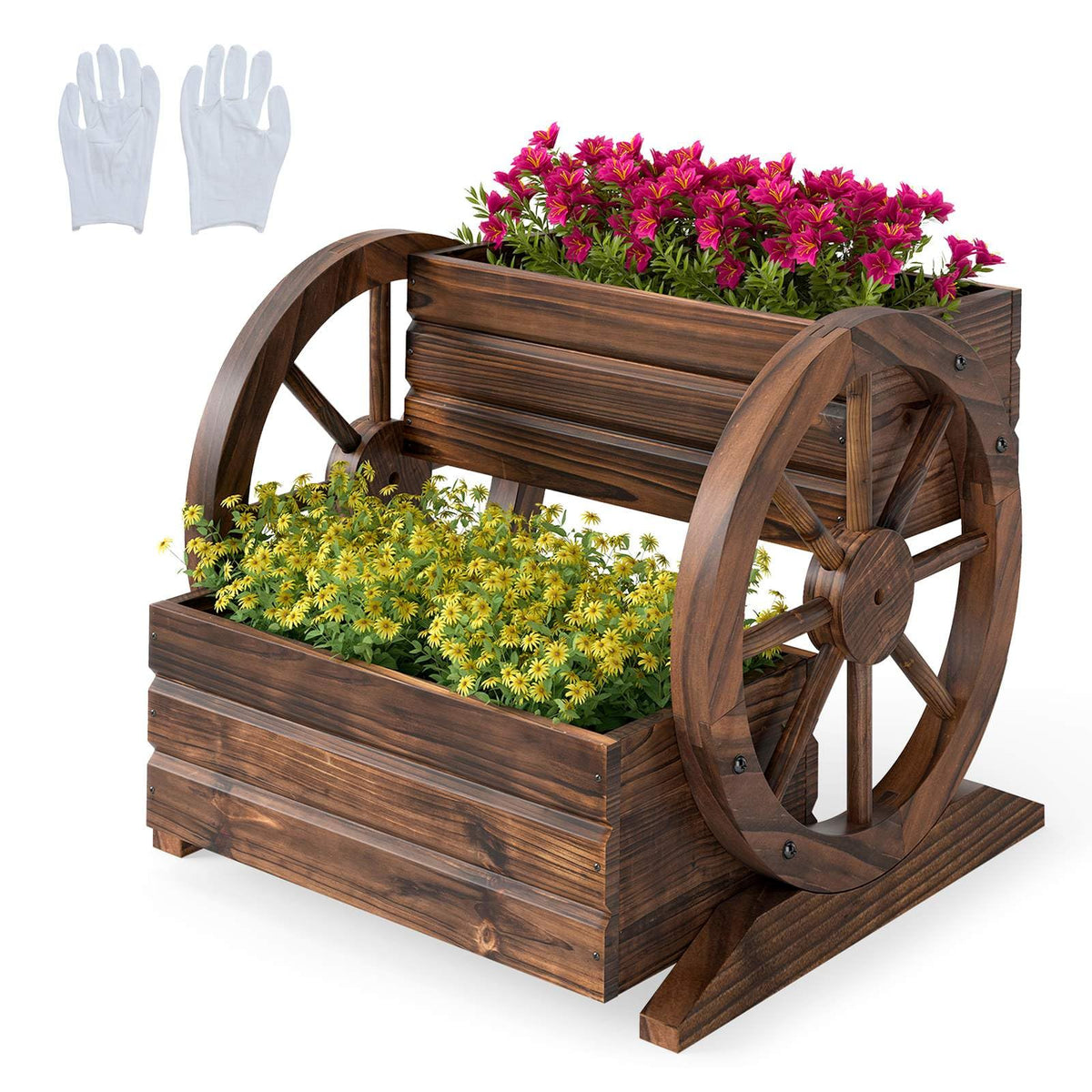 2-tier Raised Garden Bed with Drainage Holes and Wheels