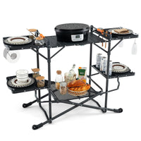 Camping Kitchen Table Folding Portable Outdoor Cook Station with 4 Side Tables