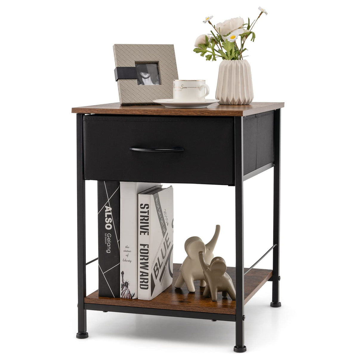 Giantex 2-Tier Nightstand Compact Sofa Side & Bedside Table