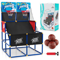Kids Basketball Arcade Game, Dual Shot Basketball Game w/ 4 Balls & Inflation Pump for Indoor Outdoor Sport Play