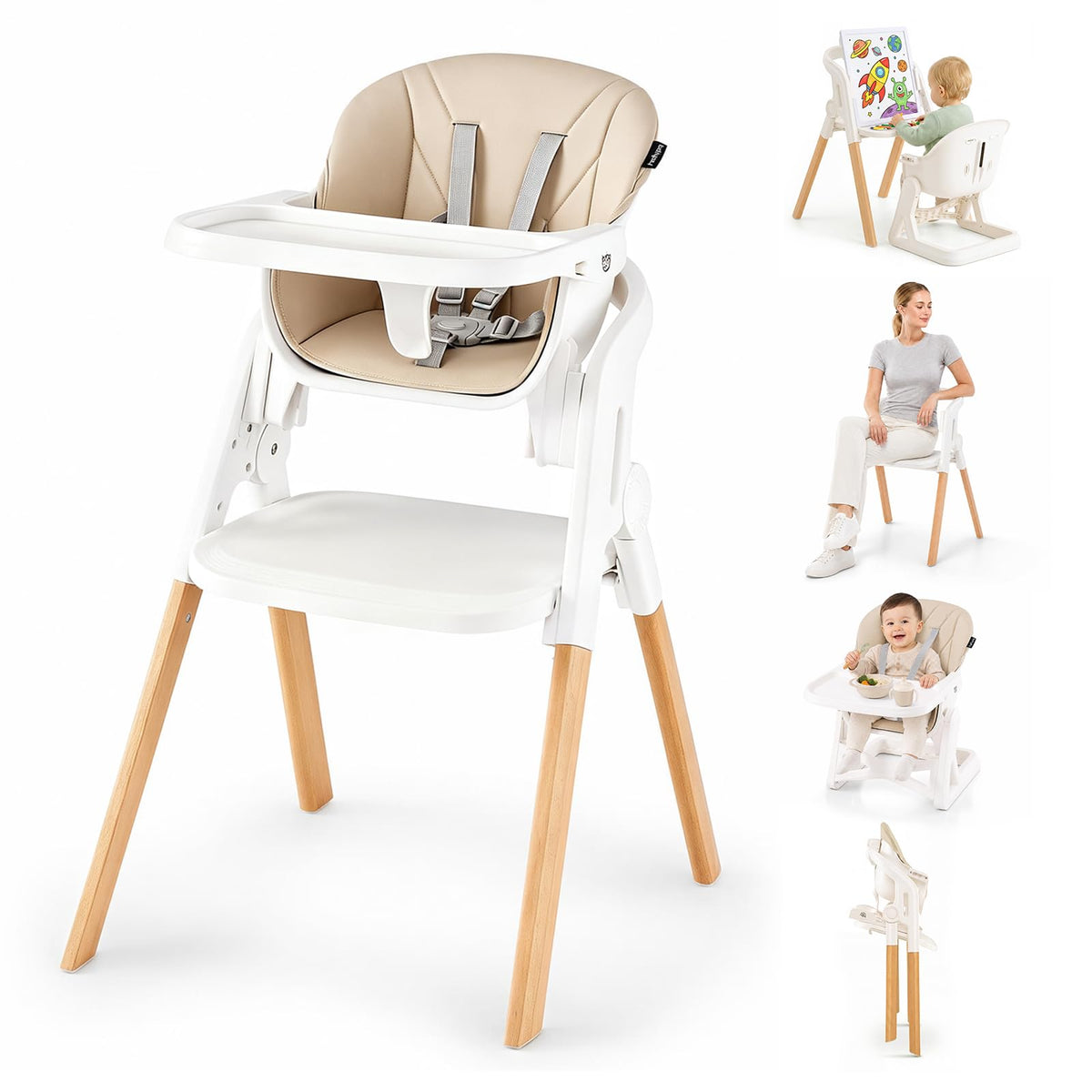 7-in-1 Convertible Foldable Baby High Chair w/Adjustable Tray