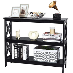 Giantex Industrial 3-Tier Console Table, Rustic Sofa Side Table with Storage Shelf