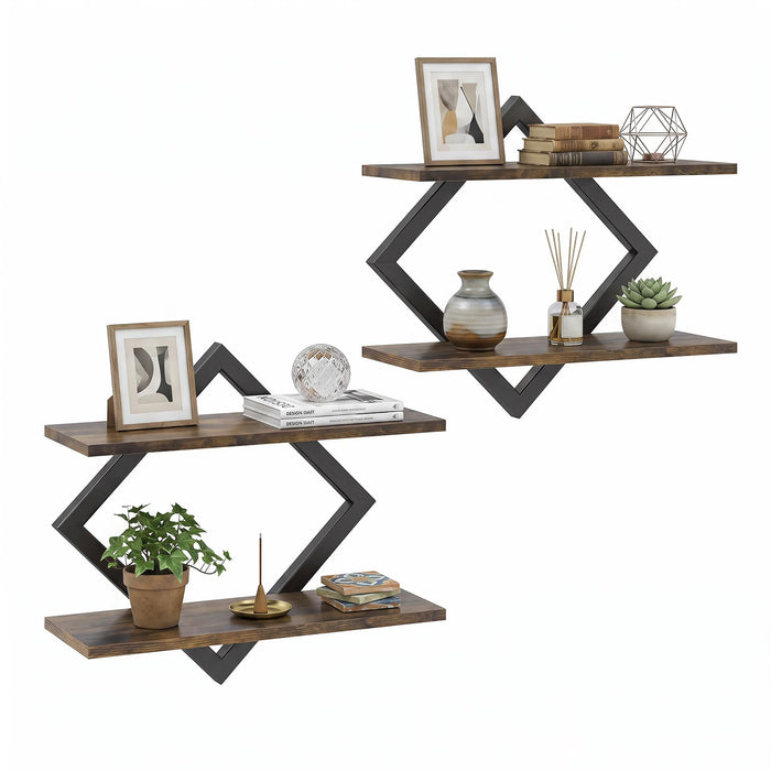 Giantex 2-Pack Diamond Shaped Floating Shelves for Wall