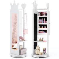 Kids Jewelry Cabinet 360-degree Rotating with Mirror and Clothes Rack