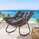 Outdoor Papasan Rocking Chair, Oversized PE Wicker Patio Egg Chair