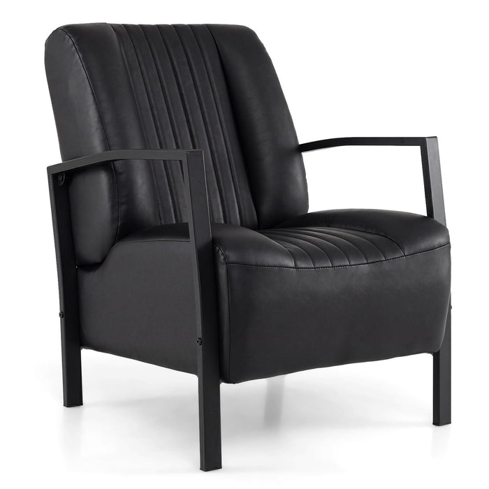 Giantex PU Leather Upholstered Armchair with Padded Seat & Back