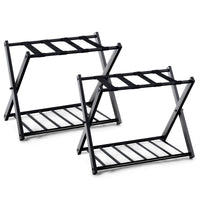 Home Luggage Rack Stand, Double Tiers Luggage Holder with Shoe Shelf, Home Organization