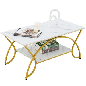 Giantex Faux Marble Coffee Table, Modern Chic Cocktail Table