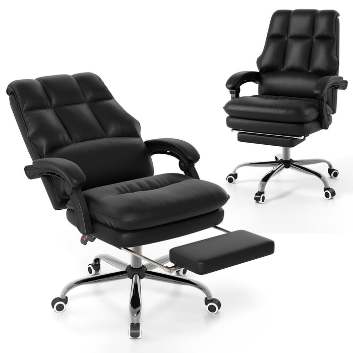 Heavy Duty Ergonomic PU Leather Office Chair with Adjustable Swivel Seat, 136 kg Capacity