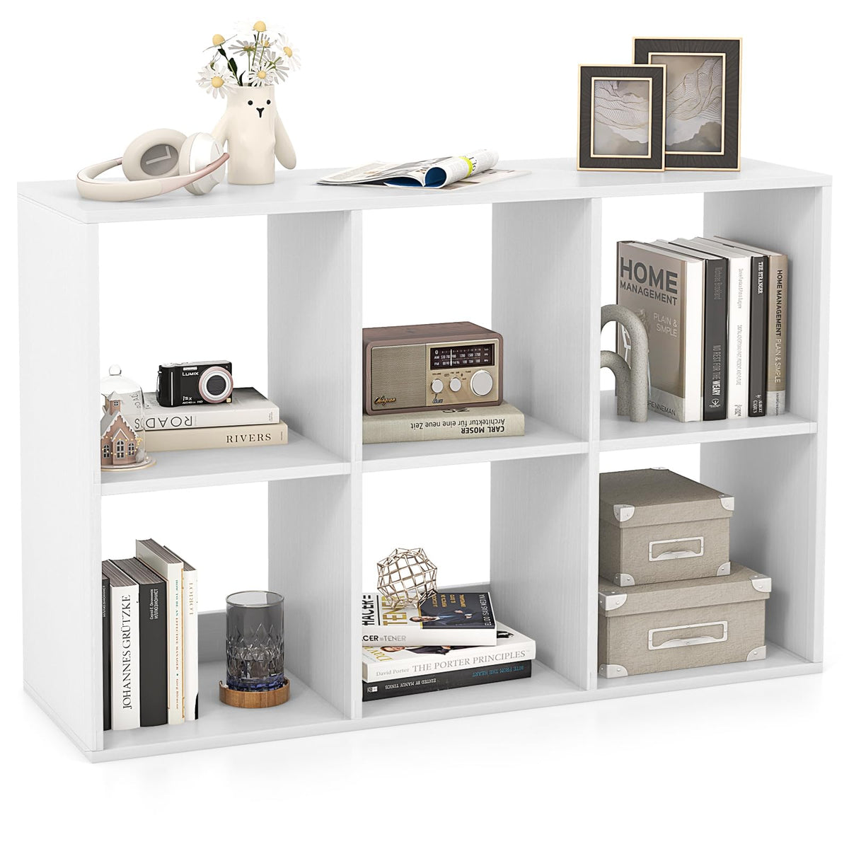 4/6-Cube Open Bookshelf Home 2-tier Large Bookcase Free-standing Storage Shelf