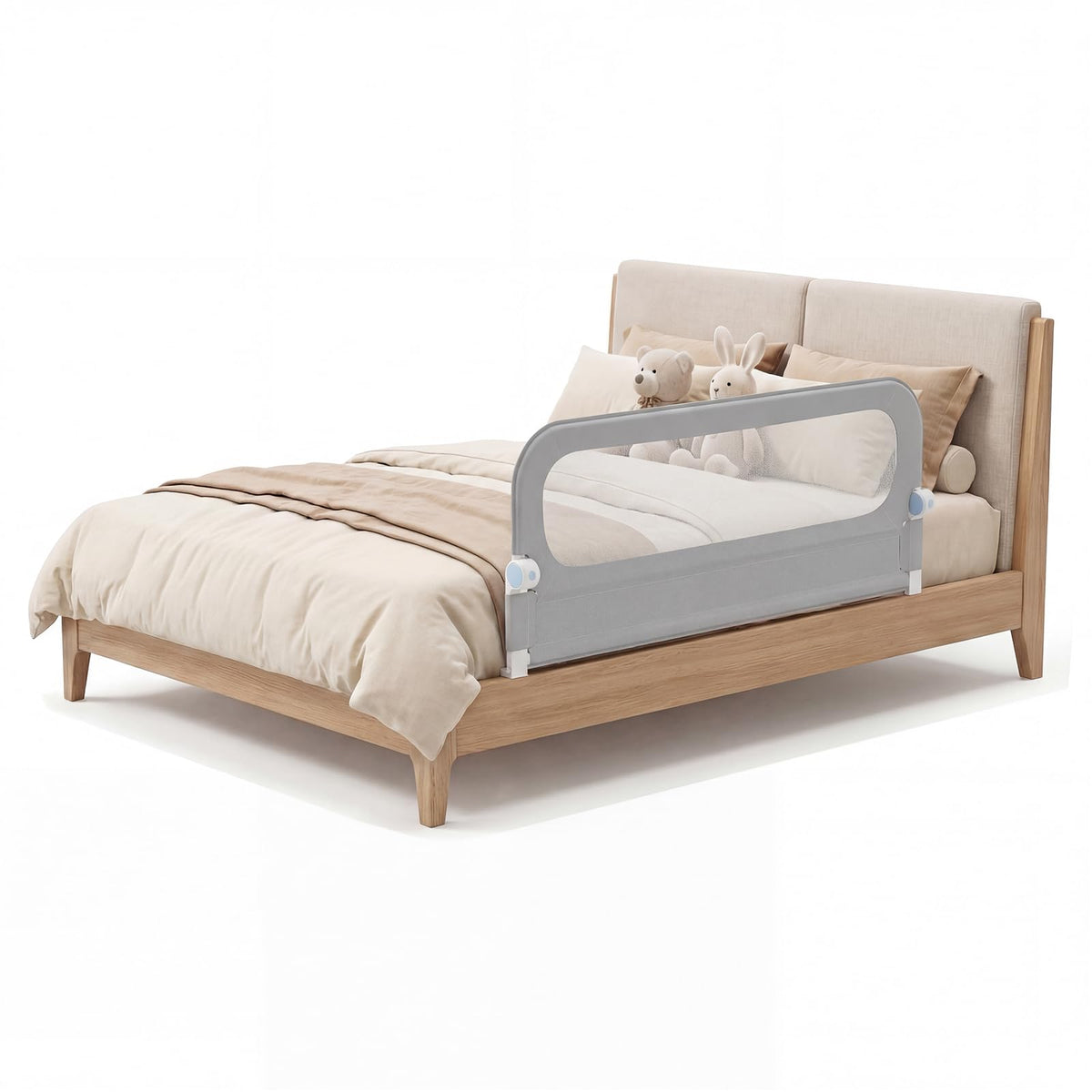 120 cm Foldable Bed Rail with Removable Oxford Fabric Cover and Extra Buckle for Toddlers