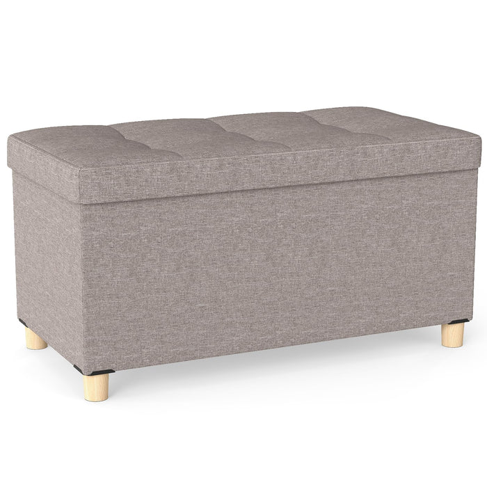 76cm Storage Ottoman Bench Linen Fabric End of Bed Bench