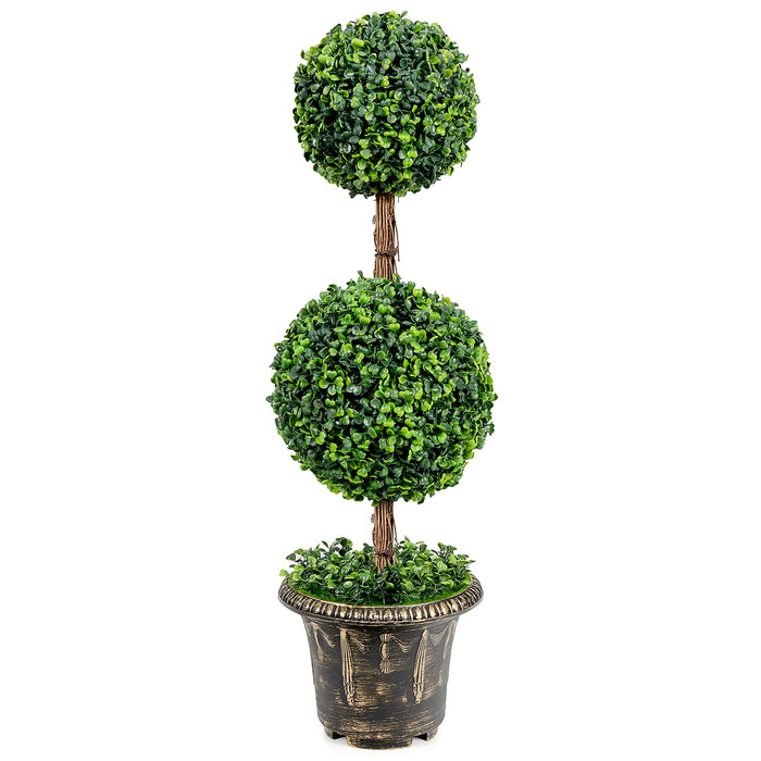 Giantex Topiary Artificial Tree, 90cm Double Ball Tree, UV & Water Protection, Indoor & Outdoor Use