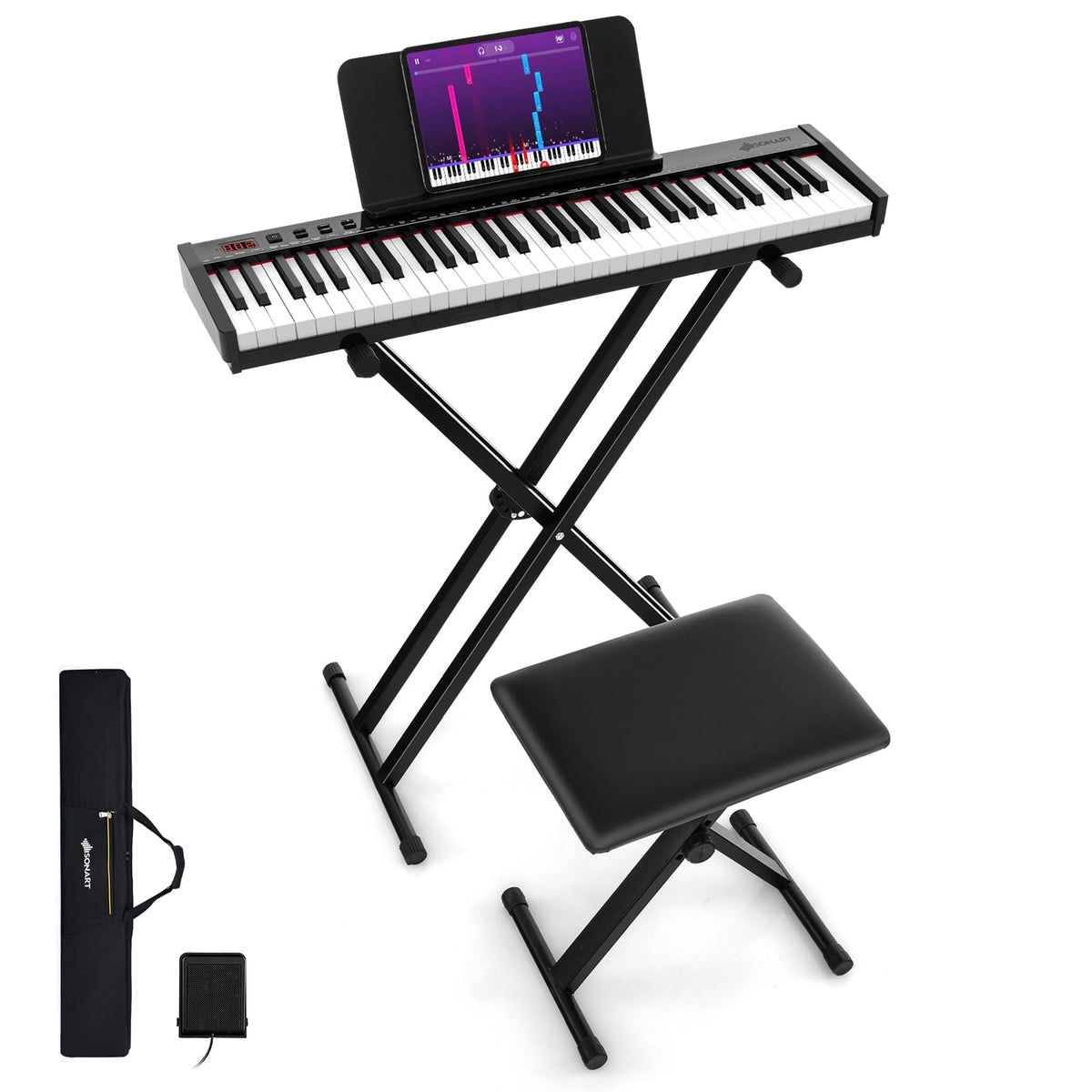 61-Key Portable Electronic Keyboard Piano Complete Digital Piano Set