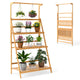 3 Tier Bamboo Ladder Plant Pot Stand with Height Adjustable Hanger Rod