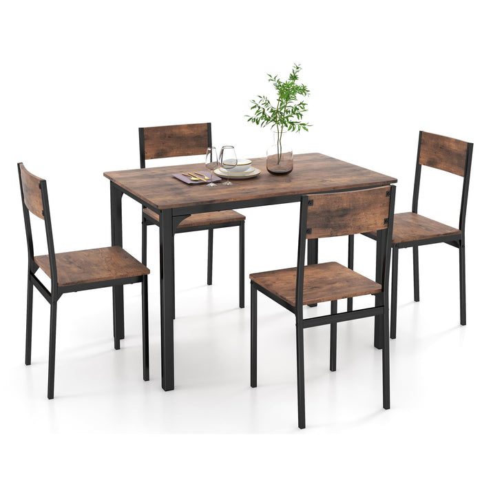 Giantex 5 Piece Dining Table Set, Industrial Style Kitchen Table & Chairs for 4 w/Backrest & Metal Frame